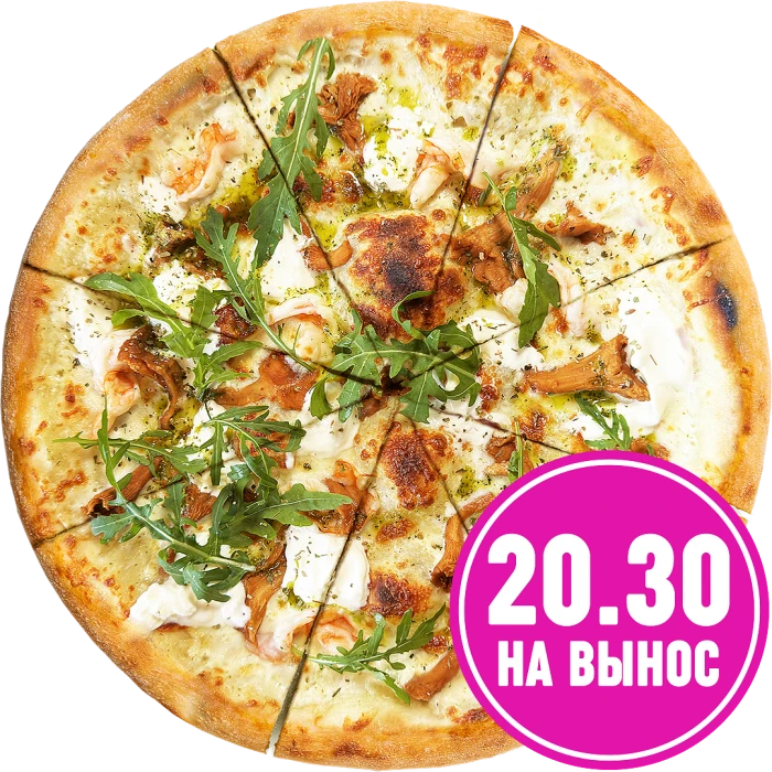 Лисички, креветки и страчателла